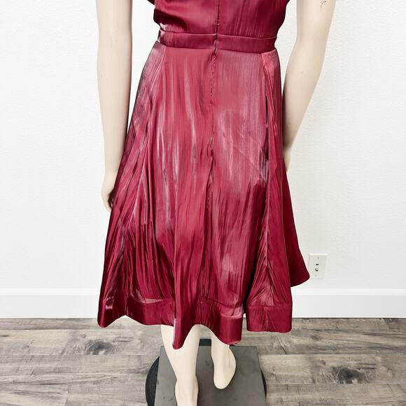 [Torrid] Red Liquid Look Taffeta Satin Fit & Flare Dress Pockets Sweetheart 14 - Picture 7 of 13